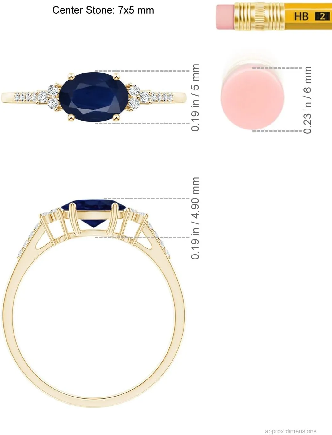 September Birthstone, Birthday, architect application claim autonomous Anniversary Jewelry Gift for Women Angara Natural Horizontally Set Oval Sapphire Solitaire Ring with Trio Diamond Accents in Silver / 14K Solid Gold/Platinum | 