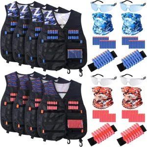 Sets Tactical Vest Kit leap resilience sheath pump Compatible with Nerf Party Favor, Face Mask Wrist Ammo Holder Toy Gift(Orange and Blue) Sosation 16 