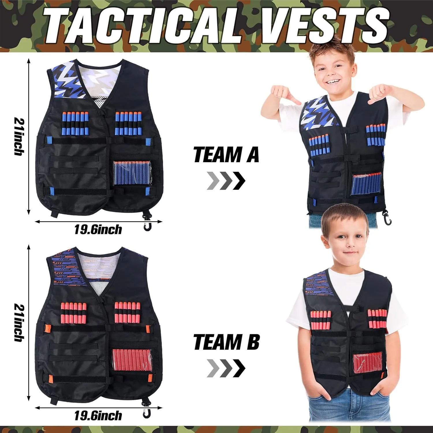 Sets Tactical Vest Kit leap resilience sheath pump Compatible with Nerf Party Favor, Face Mask Wrist Ammo Holder Toy Gift(Orange and Blue) Sosation 16 