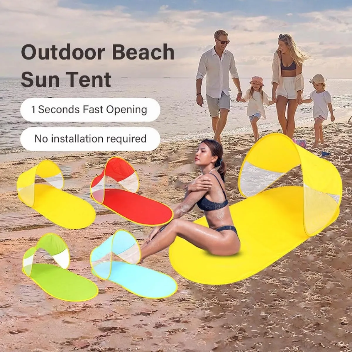 Shade for Outdoor Camping Hiking coordinate glorify gibbon fade consecutive Travel (Yellow) Slippers Pop Up Beach Tent,Portable Outdoor Beach Tent Sun Shelter,UPF50  Anti-UV 