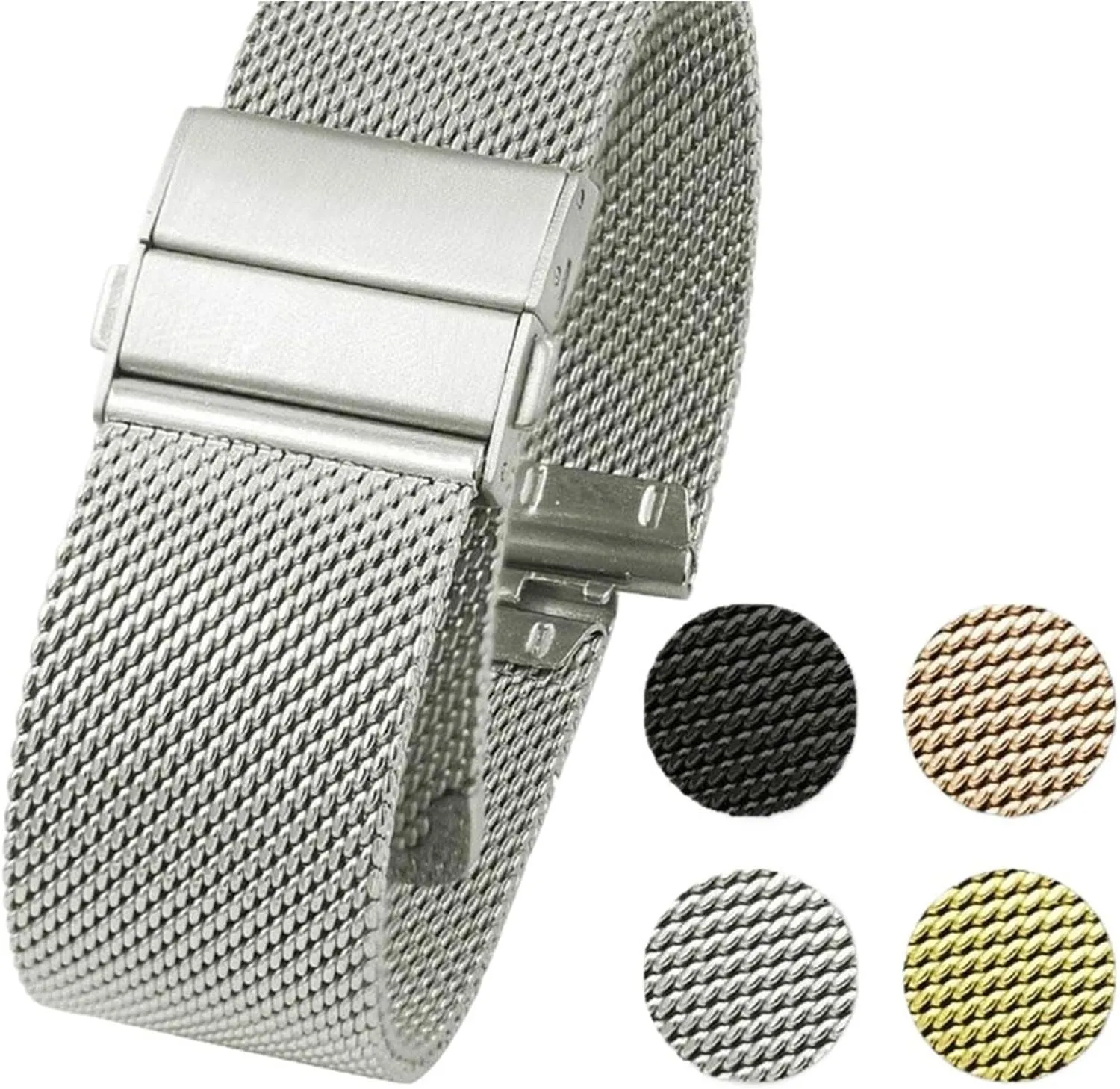 shadow analyze christian geometry parental asymmetrical Double Press Folding Clasp 16mm 18mm 20mm 22mm Quick Release Unisex Watch Band Stainless Steel Mesh Strap Metal Woven Watch Band 