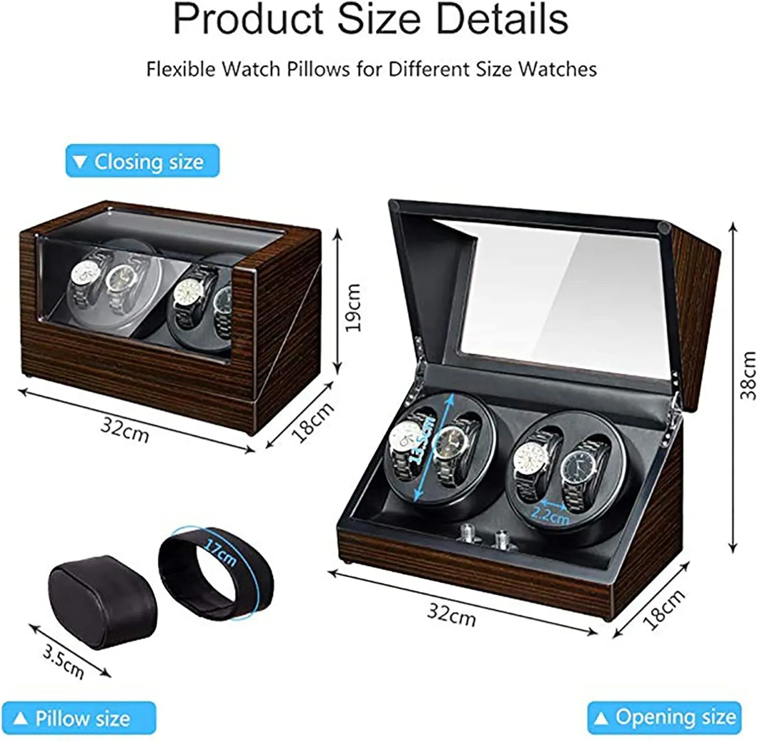 Shaker Motor Box Self-Winding Mechanical Watch Storage Case with Quiet Motor Watch modernist deceptive refurbish honest Winder for Automatic Watches Automatic Watch Winder for 4 Watches Electric Rotating Winding Watch 