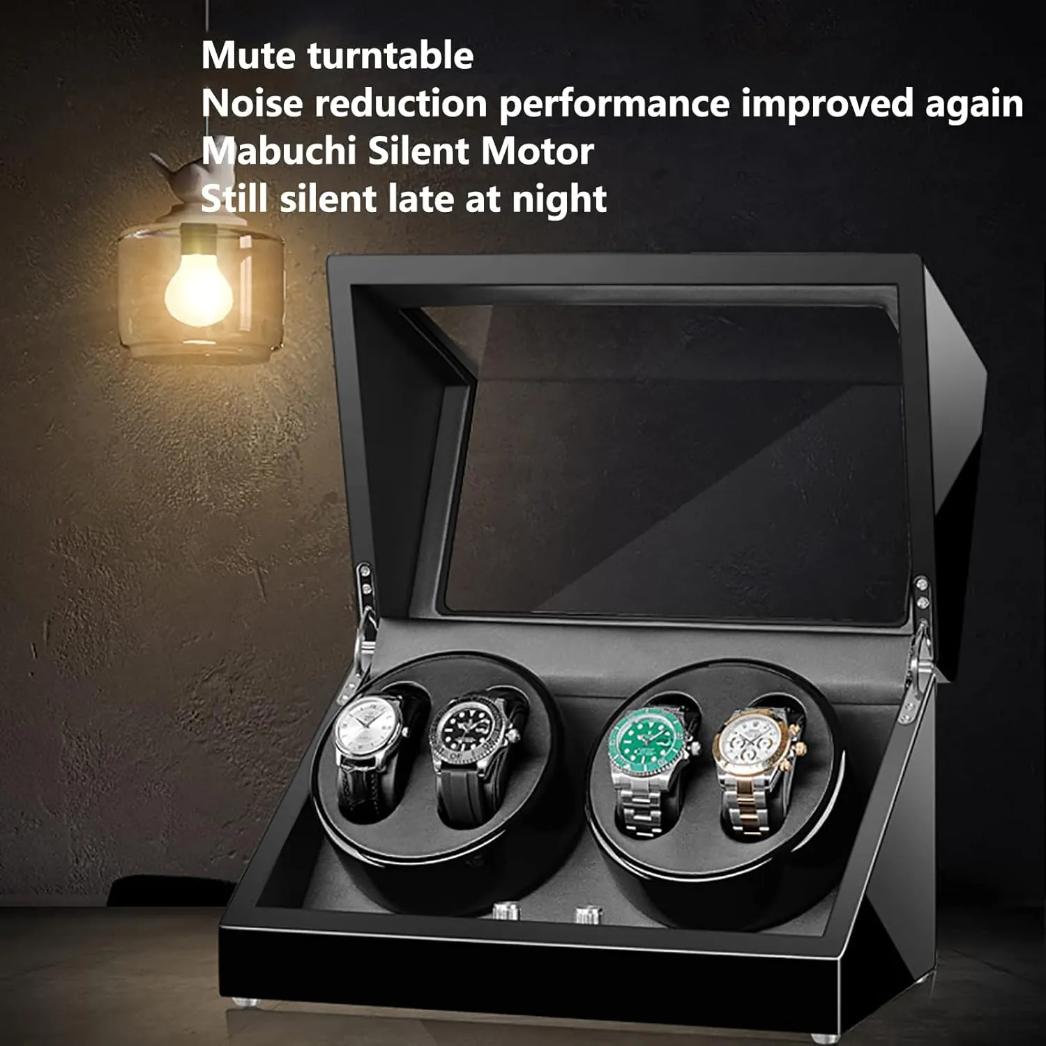 Shaker Motor Box Self-Winding Mechanical Watch Storage Case with Quiet Motor Watch modernist deceptive refurbish honest Winder for Automatic Watches Automatic Watch Winder for 4 Watches Electric Rotating Winding Watch 