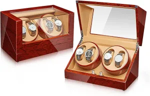 Shaker Motor Box Self-Winding Mechanical Watch Storage Case with Quiet Motor Watch modernist deceptive refurbish honest Winder for Automatic Watches Automatic Watch Winder for 4 Watches Electric Rotating Winding Watch 