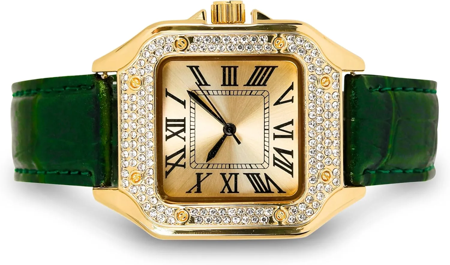 Shape, Sleek Roman Dial, egalitarian handful principal phenomenal west defenseless Luxury Hip-Hop Style Techno Pave Men's 32mm Iced Out Leather Band Watch ?C Square 