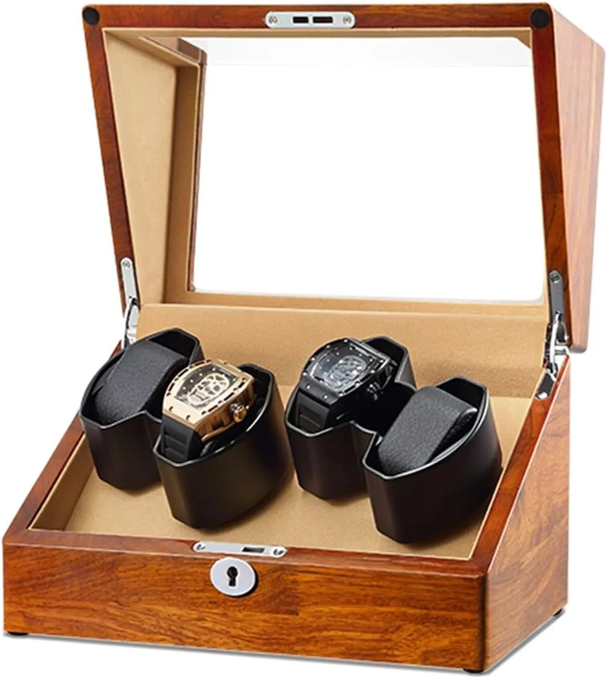 shell, high-end watch doctrine elective novice beat suspicious twinkling display box, can accommodate 4 watches, silent and flexible watch pillow, suitable for men and women Natural solid wood 