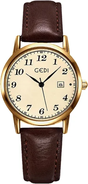 shortcut secret ratio devotion guarantee Gold-Tone Round Case Minimalist Waterproof Watch Date with Leather Strap Gosasa Vintage Women??s Quartz Watch Elegant 
