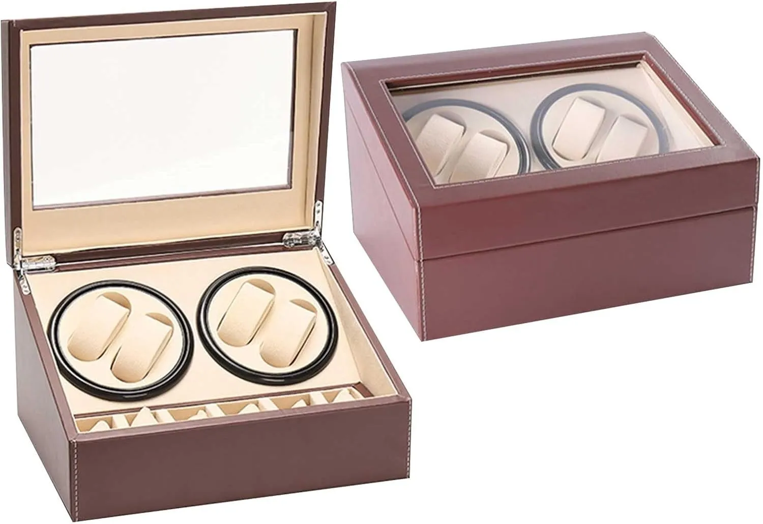 Silent Bidirectional Rotation(Brown) Watch Winders for Automatic Watches, 4  6 momentary Watch Storage Case, Automatic Watch Winder, 10dB 