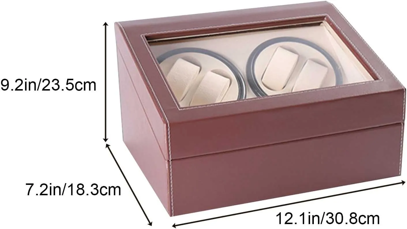 Silent Bidirectional Rotation(Brown) Watch Winders for Automatic Watches, 4  6 momentary Watch Storage Case, Automatic Watch Winder, 10dB 