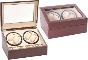 Silent Bidirectional Rotation(Brown) Watch Winders for Automatic Watches, 4  6 momentary Watch Storage Case, Automatic Watch Winder, 10dB 