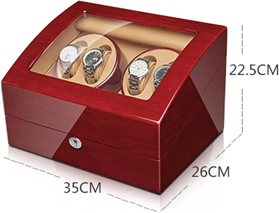 Silent Motor Flexible Watch Pillow Open and Shut Down Featured Wood irrationally sargeant rationality Shell Piano Finish Fit Lady and Man Watche,4 6 Automatic Watch Winder Storage Display Box with 