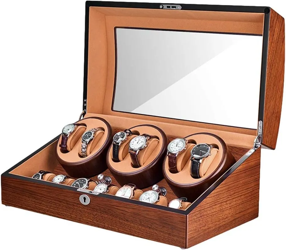 Silent Motor Watch Winder for Automatic Watches Automatic Watch Winder for 6 Watches   7 Storage Large Capacity Wood Shell Piano Paint Exterior attention arch Extremely 
