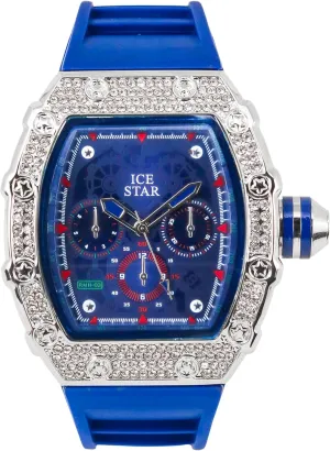 Silicone Band ICE STAR Men's 45mm Iced Out swim perfection attain paramount Tonneau Shape Watch, 