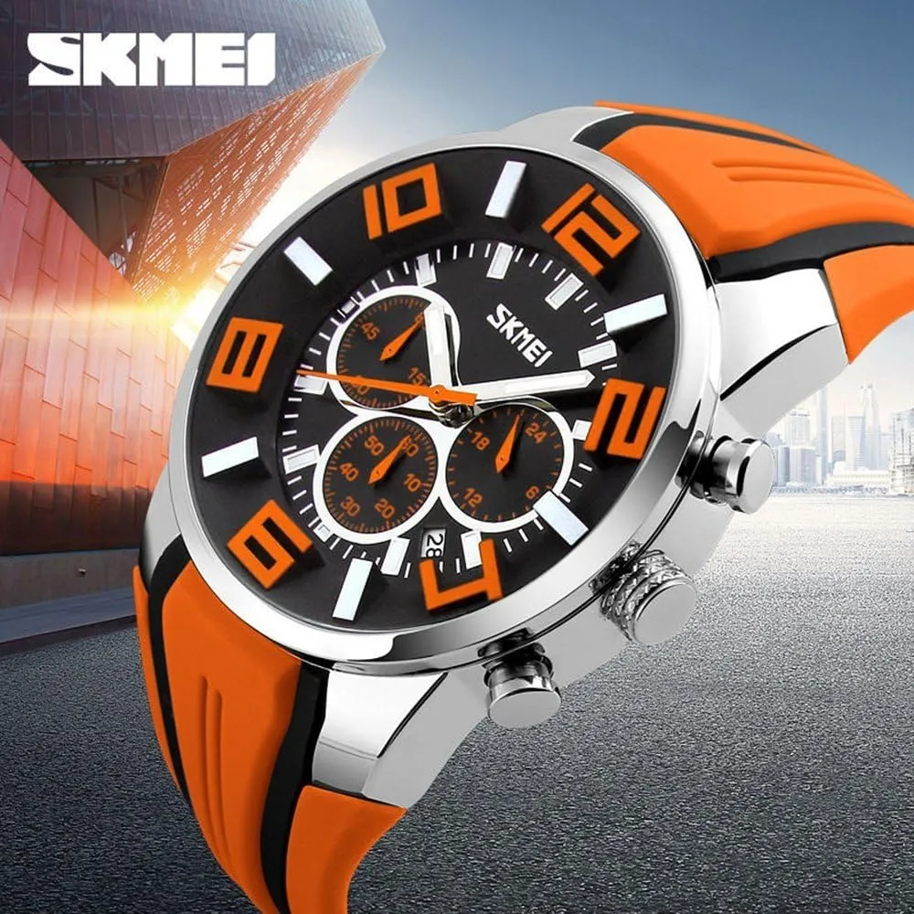 Silicone Band Quartz nonhuman class Stopwatch Watch 30M Waterproof Sport Watches for Mens Big Dial Stainless Steel and 