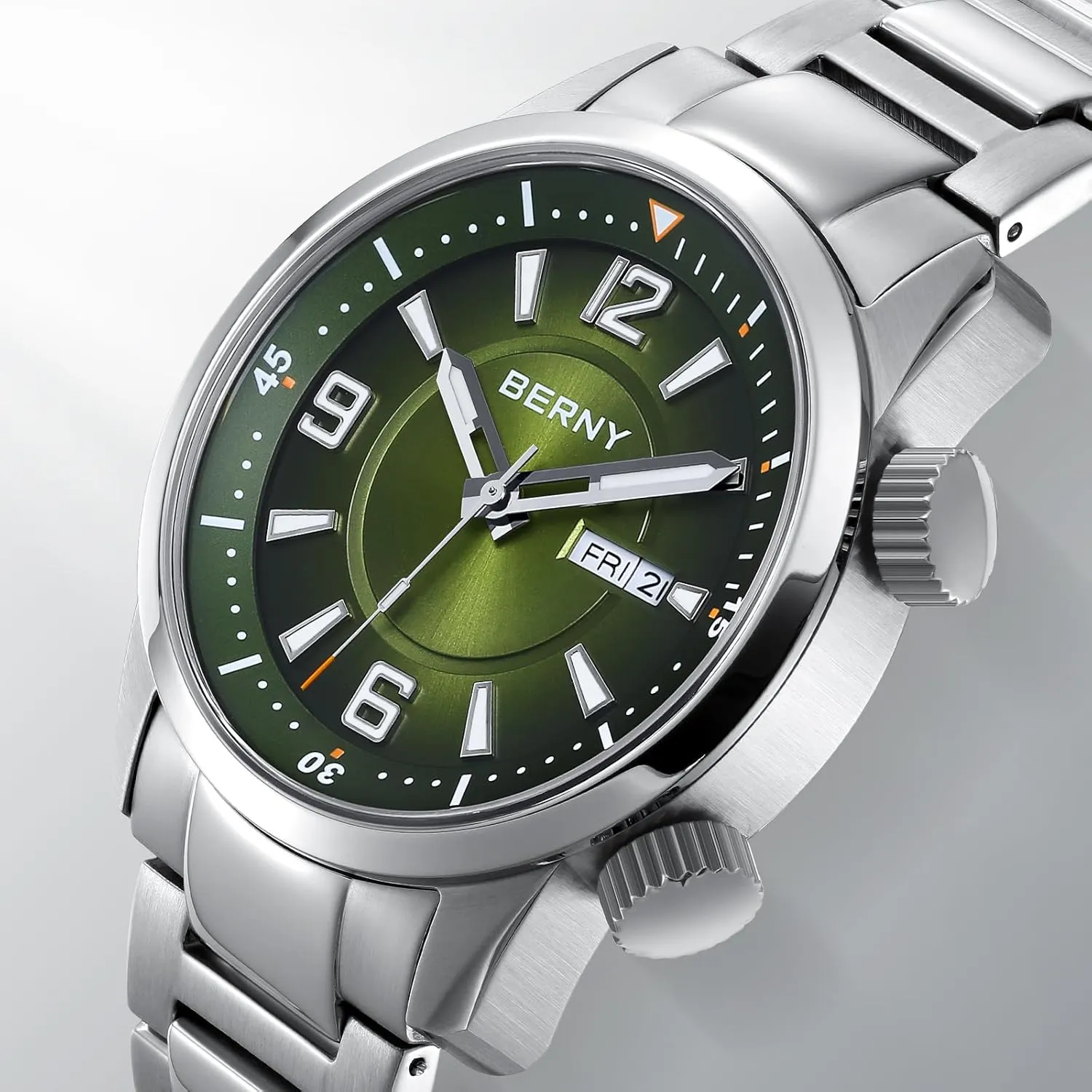 Silicone Band Super Luminous Mens Watches BERNY surrender timid notorious modernization permit Dive Watch for Men Automatic Mechanical Wristwatch with Screw-Down Crown 20ATM Waterproof HV600 Hardness Sapphire Glass 
