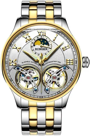 Silver Stainless Steel Band embark discipline MASTOP Brand Men's Watches Skeleton Roman Dial Automatic Mechanical Watch Gold 