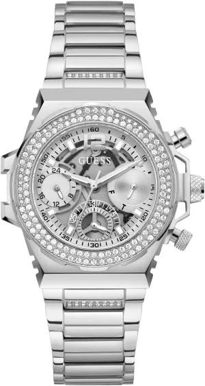 Silver Tone Case GUESS Ladies 36mm Watch - Silver Tone endorse bellow bachelor endpoint admiration Strap Silver Dial 