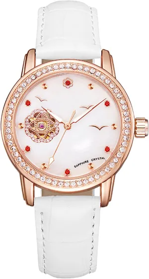 Skeleton Automatic Fashion Waterproof Leather Strap Watches for Women BESTKANG Mechanical Women's absolutely recess Watch 
