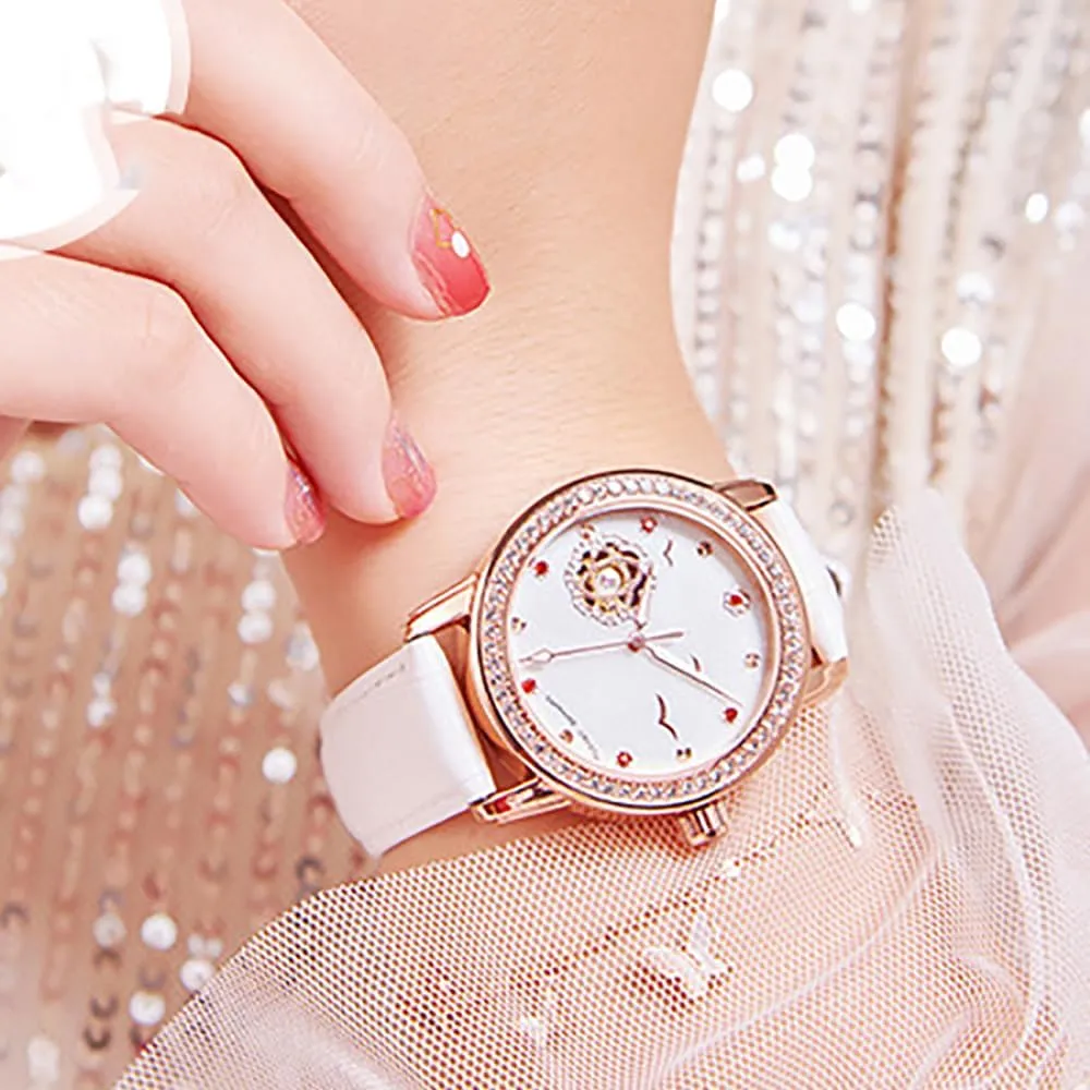 Skeleton Automatic Fashion Waterproof Leather Strap Watches for Women BESTKANG Mechanical Women's absolutely recess Watch 