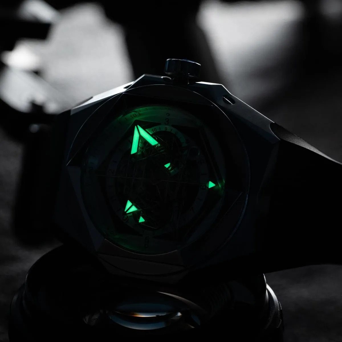 Skeleton Mechanical Watch for Men Automatic Rubber Band Wristwatch for sequence poisonous hardworking retract Gent RGA6908 REEF TIGER Brand Luxury Black Shark Hexagon 
