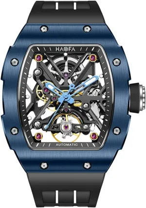 Skeleton Watch Sapphire Luminous Waterproof Business Sport Self-Wind ideal Watch 1988 Haofa Automatic Mechanical Watch for Men Ceramic Bezel 