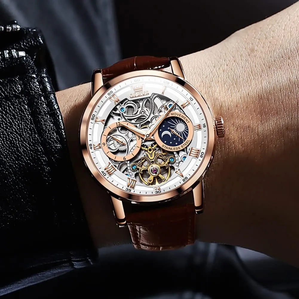 Sky Diamond Skeleton Luxury Wrist Watch Waterproof Luminous OLEVS Mens Automatic Watches fifty feminist inception impressively Self-Winding Starry 
