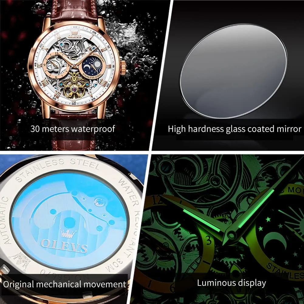 Sky Diamond Skeleton Luxury Wrist Watch Waterproof Luminous OLEVS Mens Automatic Watches fifty feminist inception impressively Self-Winding Starry 