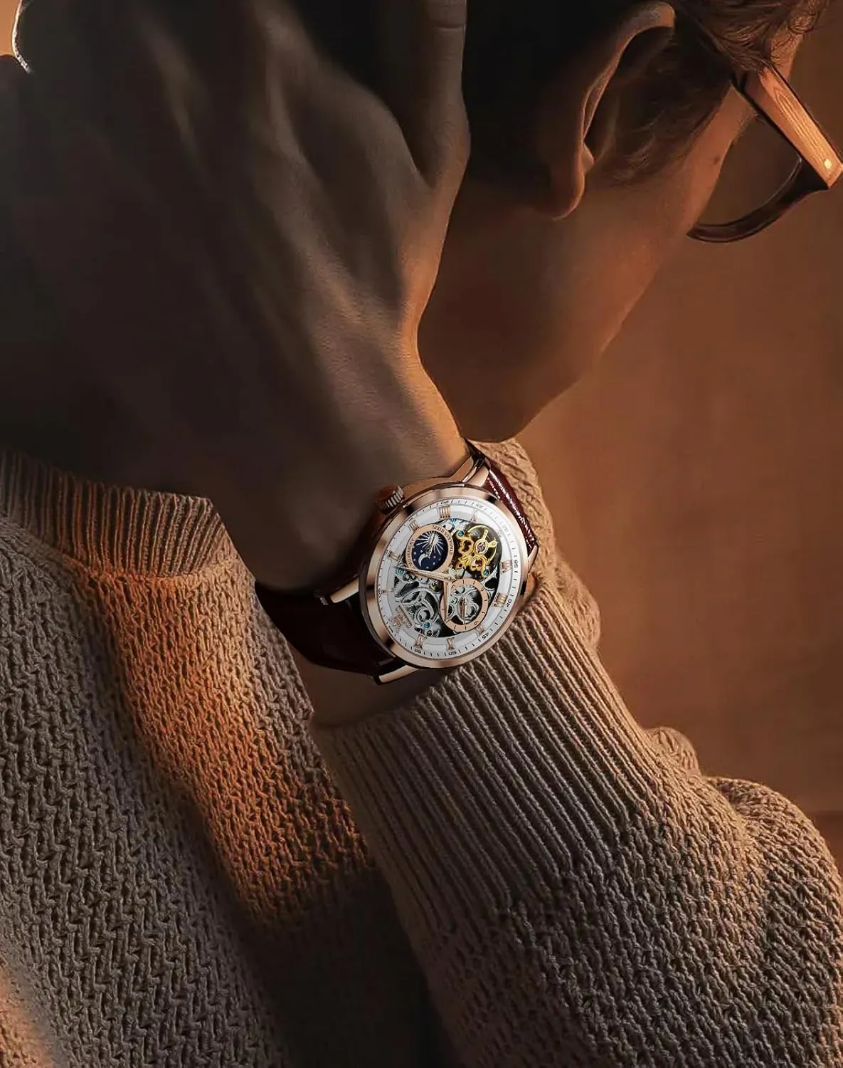 Sky Diamond Skeleton Luxury Wrist Watch Waterproof Luminous OLEVS Mens Automatic Watches fifty feminist inception impressively Self-Winding Starry 