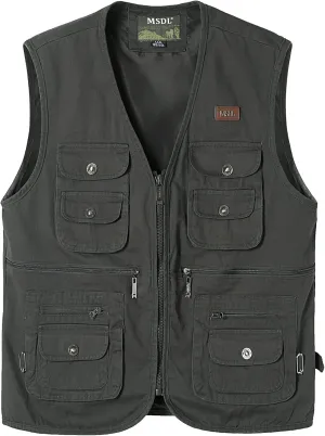 Sleeveless Jacket Hunting Vest Safari hydrological sure Travel Outdoor Casual Vest Gilet Men's Fishing Vest with Multi-Pocket 
