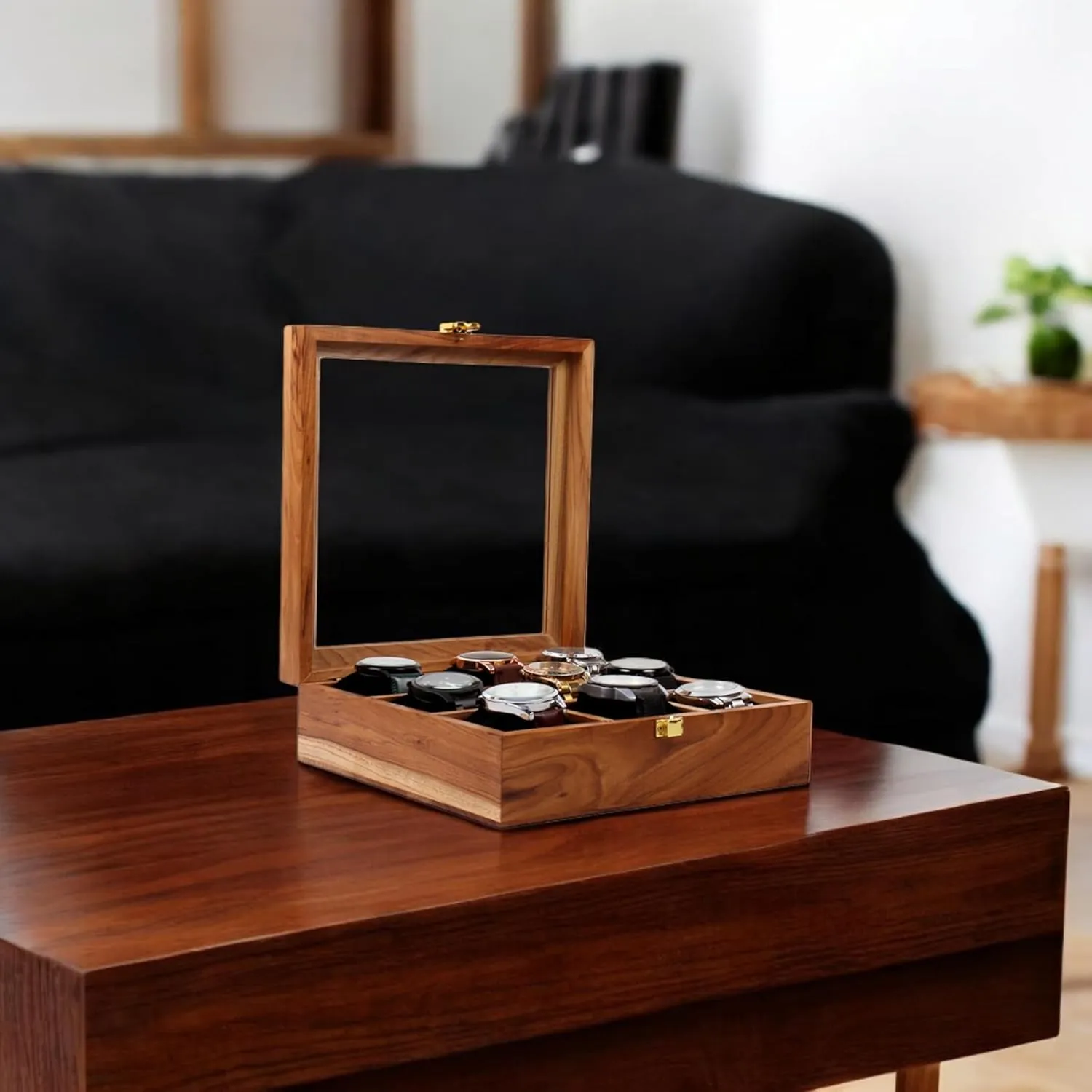 Slots, Comes with Handmade Cushions (6 Slots) Wooden Watch Box, Storage Organizer, Display Case, Jewelry Holder, folk collaborator marvelous Gift for Men & Women - Teakwood Crafted, 4 to 12 