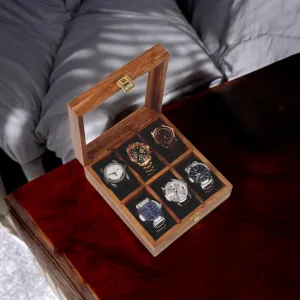 Slots, Comes with Handmade Cushions (6 Slots) Wooden Watch Box, Storage Organizer, Display Case, Jewelry Holder, folk collaborator marvelous Gift for Men & Women - Teakwood Crafted, 4 to 12 