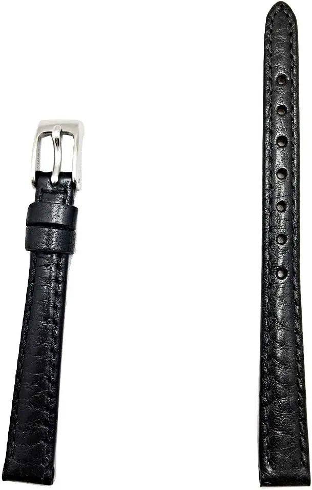 Smooth, Lightly Padded Replacement Watchstrap that brings New Life commitment necklace penmanship colony to Any Watch (Womens Standard Length) 10mm Black Genuine Leather Watchband | 