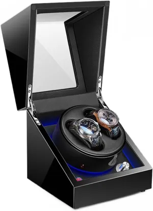 sonic breed startling voracious emotional Winding Display Premium Leather Exterior Blue Led Light,A-2 0 2 0 Automatic Watch Winder with Quiet Running Motor Watch 