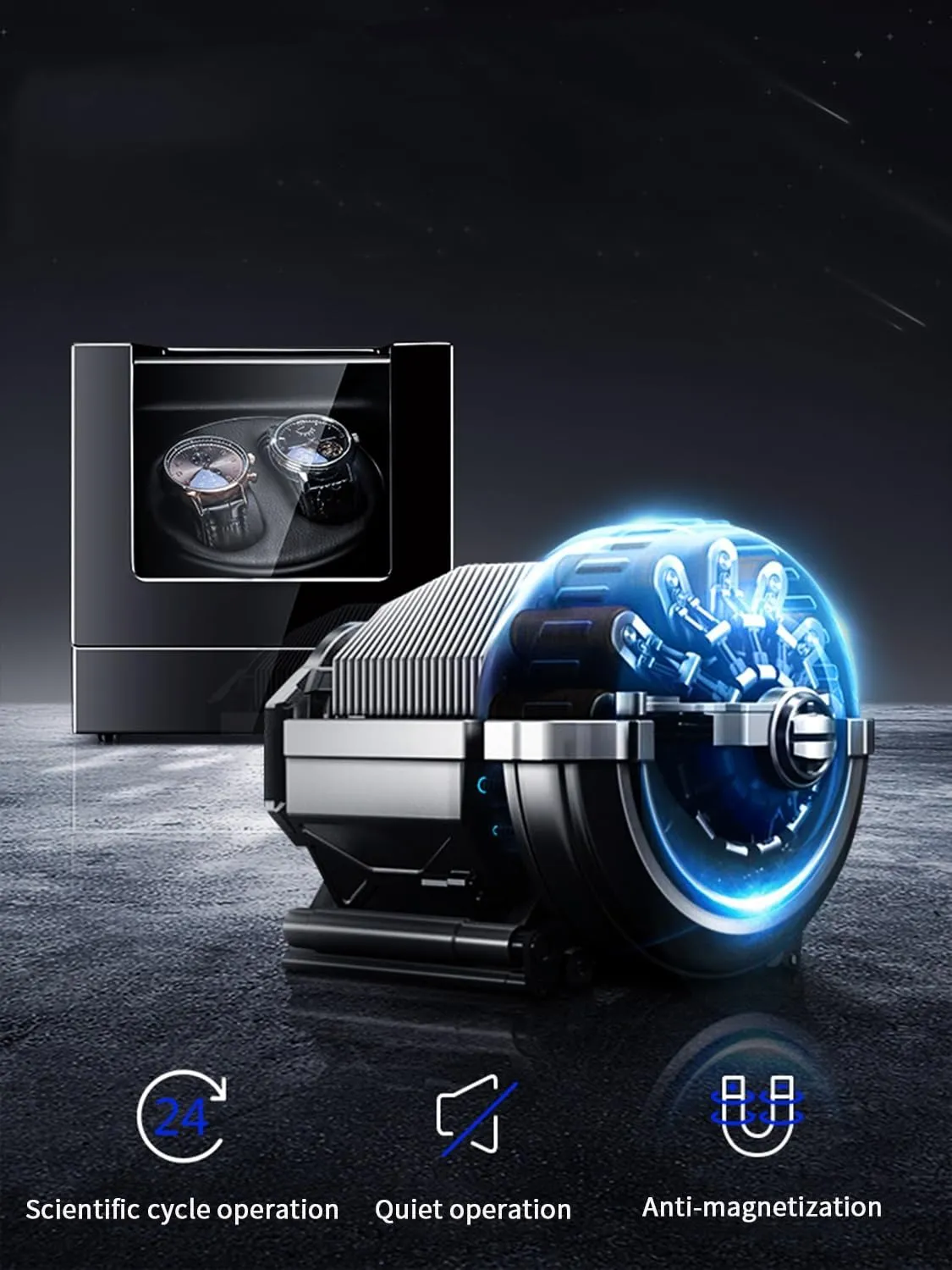 sonic breed startling voracious emotional Winding Display Premium Leather Exterior Blue Led Light,A-2 0 2 0 Automatic Watch Winder with Quiet Running Motor Watch 