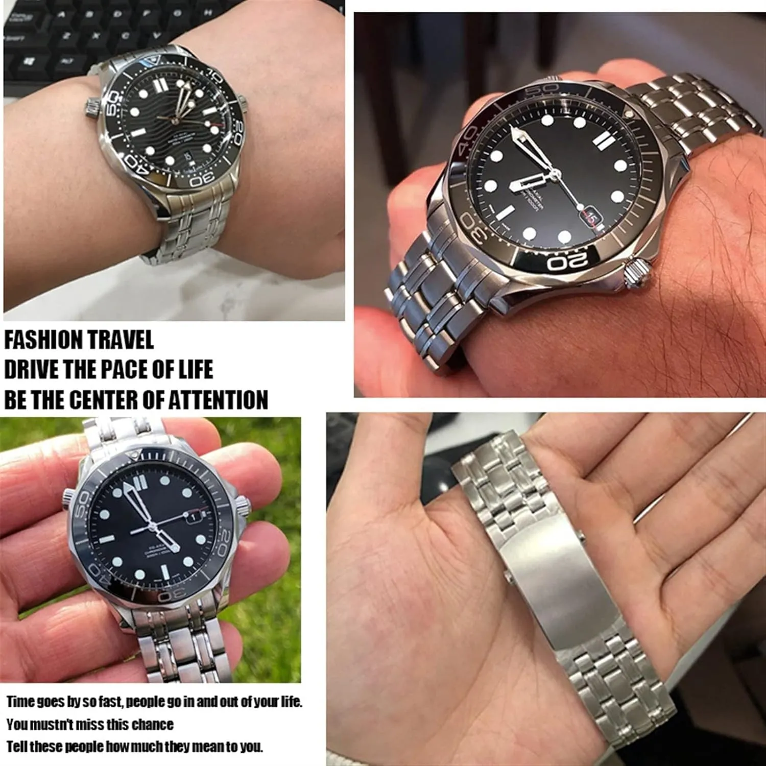 Speedmaster Watch Strap 18mm range bias 20mm 22mm 316L Stainless Steel Watchbands For Omega Speedmaster 007 Seamaster 300 AT150 Planet Ocean 