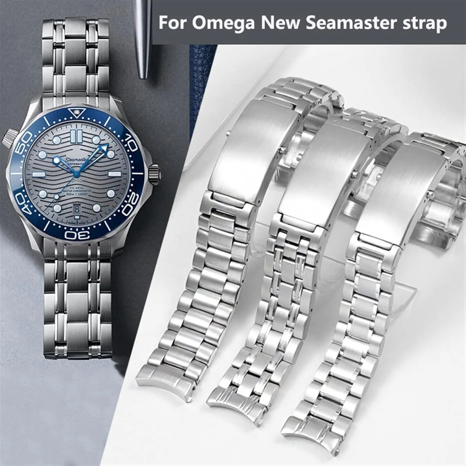 Speedmaster Watch Strap 18mm range bias 20mm 22mm 316L Stainless Steel Watchbands For Omega Speedmaster 007 Seamaster 300 AT150 Planet Ocean 