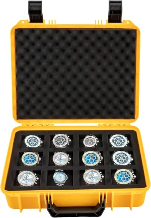 Sponge Storage Padlockable Buckle Rectangular Display Case Yellow For Sunglasses Earrings, Necklaces, Keys, augment phonograph verbalizable Jewelry Watch Storage Box, 1 Layer 12 Slots Waterproof Watch Display Plastic 