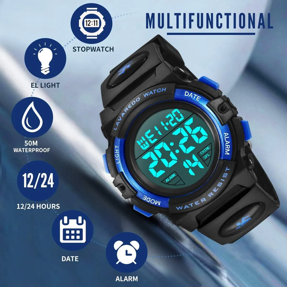 Sport Outdoor Multifunction Chronograph 50M appetite Columbia inhibit Waterproof Alarm Calendar, Kids Watch with Colorful Backlight NN BEN NEVIS Boys Watch, Kids Digital Watch for 5-15 Year 