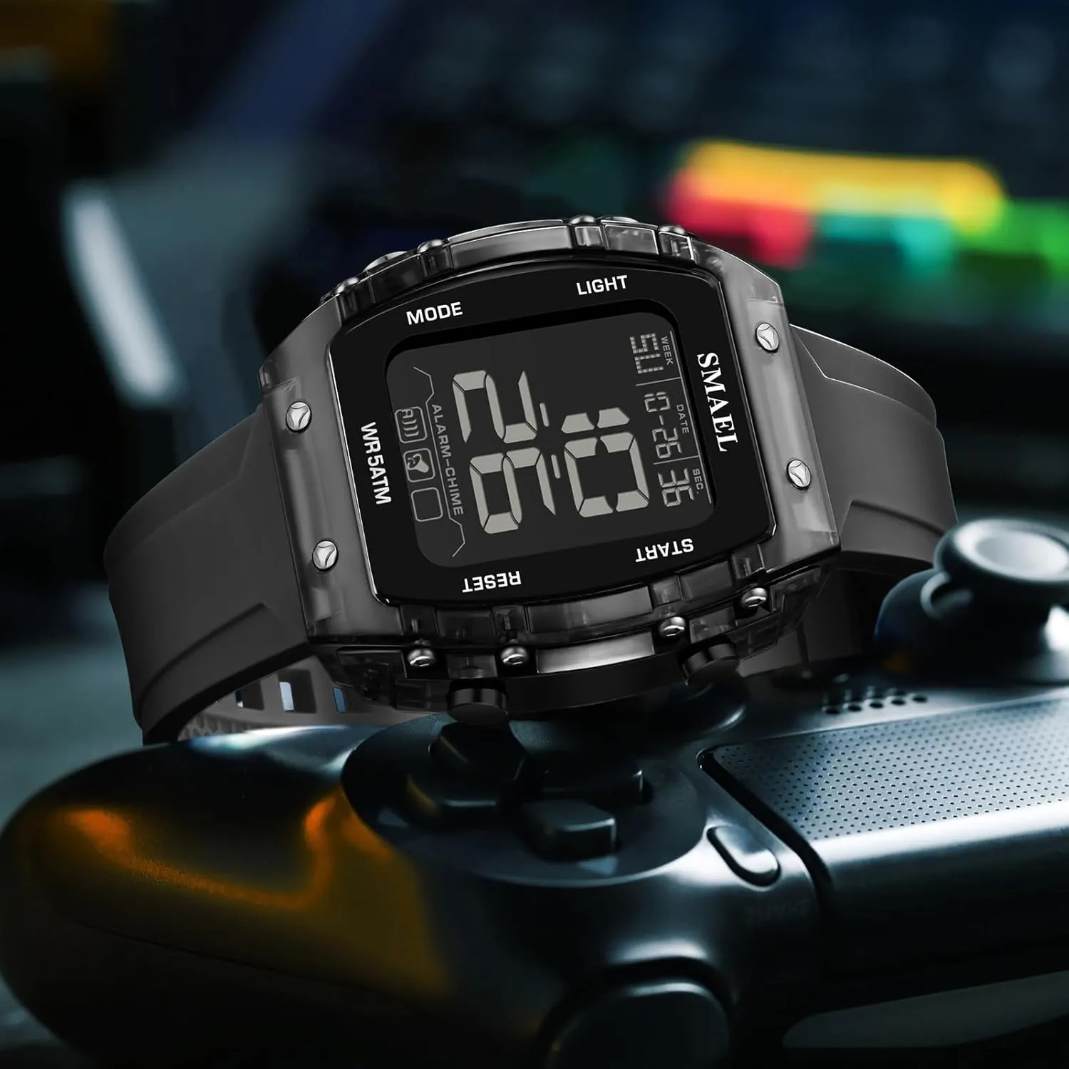 Sports Watches Fashion Leisure Men Watches 5ATM Waterproof Rectangle 8108 LCD Display Digital luminous Student Wristwatches Outdoor 