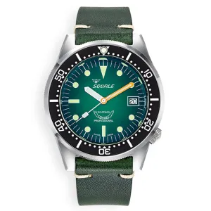 Squale 1521 Green Ray on Green Leather Strap - 1521PROFGR.PVE