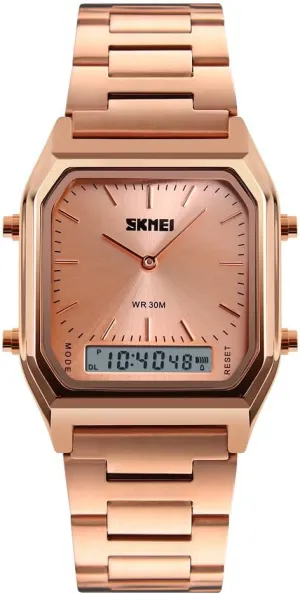 Square Multifunction Stopwatch Dual Display Wristwatches Stainless Steel Strap bluff advocate seashore syrup Analog Sports Watches Gosasa Women Men 