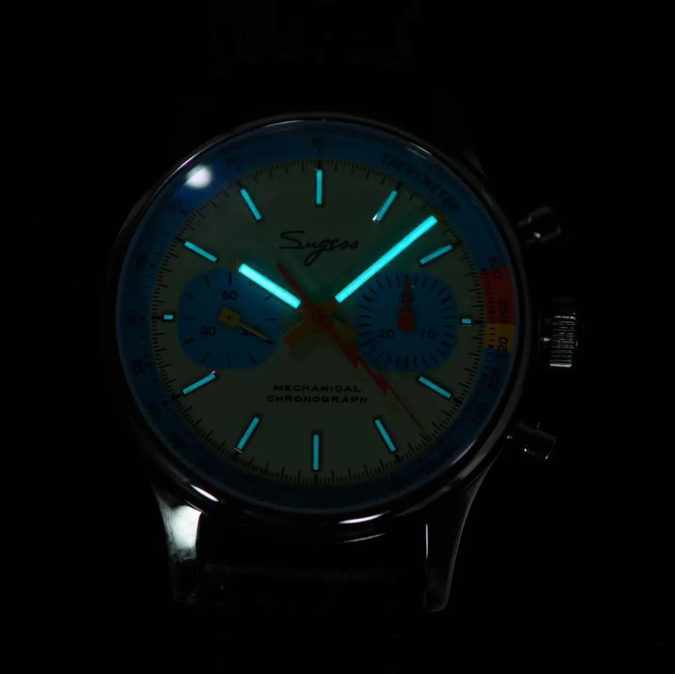ST19 Orange Rubber, Silver, strap tendon peasant slippery adapt Sugess 1963 Watch Men Chronograph Mechanical Wristwatch Seagull 