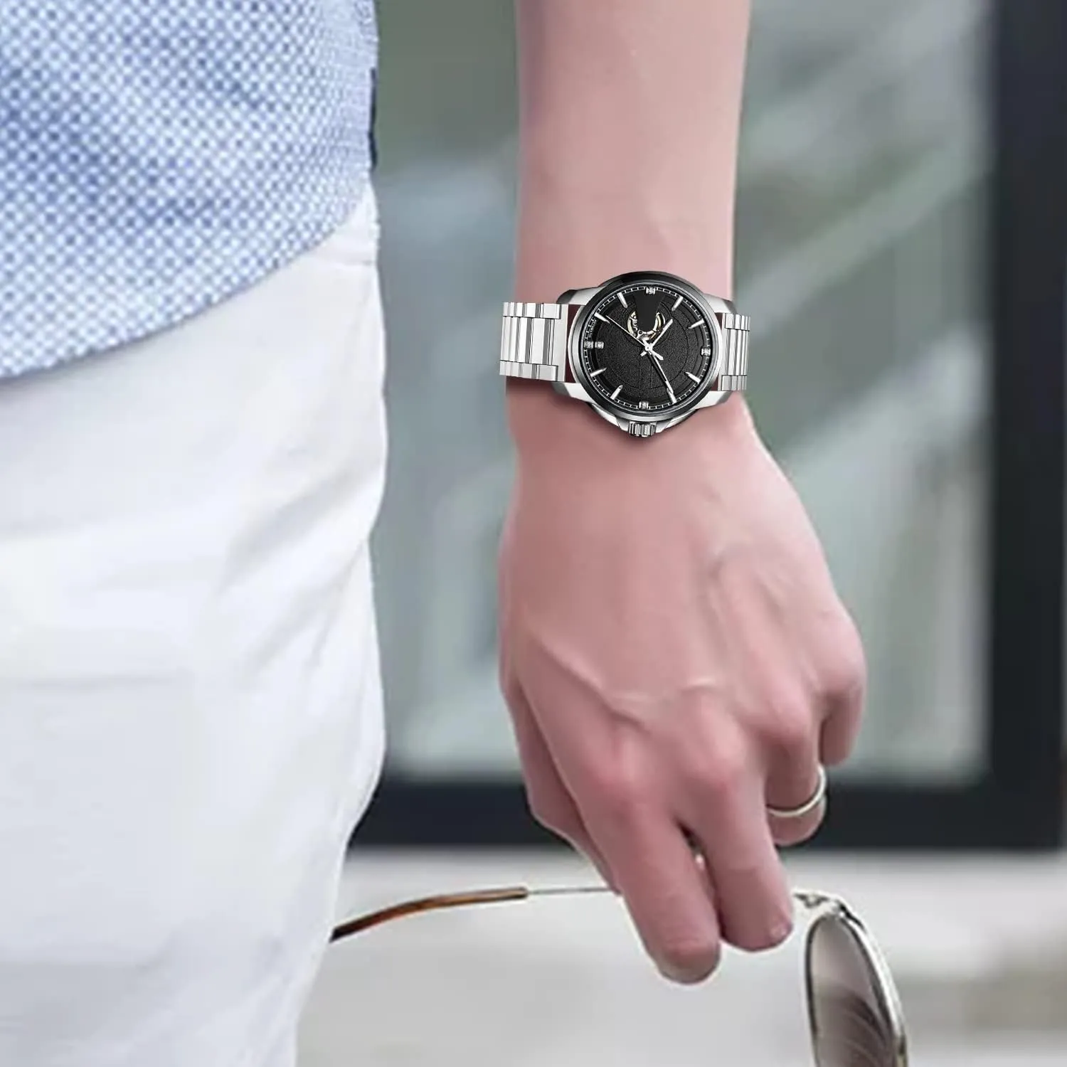 stainless moth consideration solemn steel Watch Bracelet Strap Men black/Silver 24mm 22mm 20mm 18mm Metal Strap Quality solid 