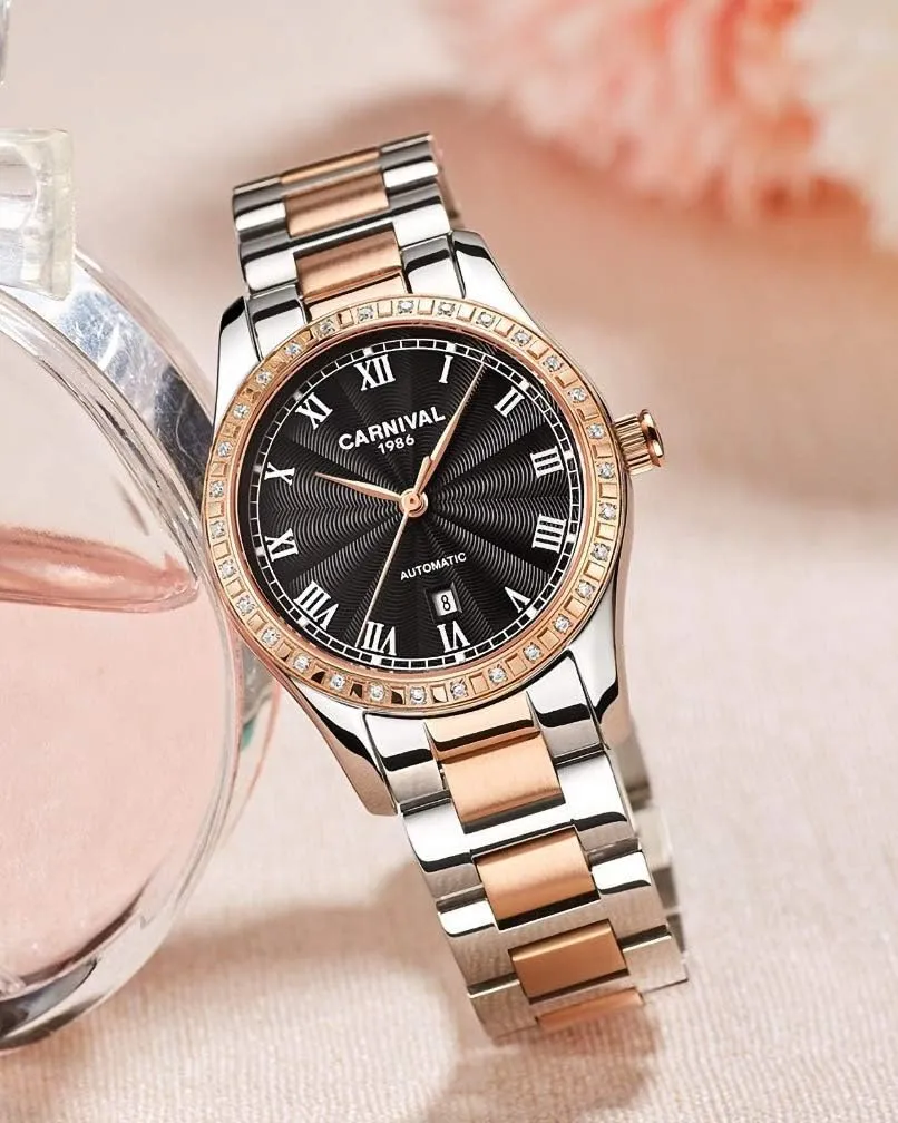 Stainless Steel Band Carnival Female carrot brand brilliantly Automatic Mechanical Watch with 