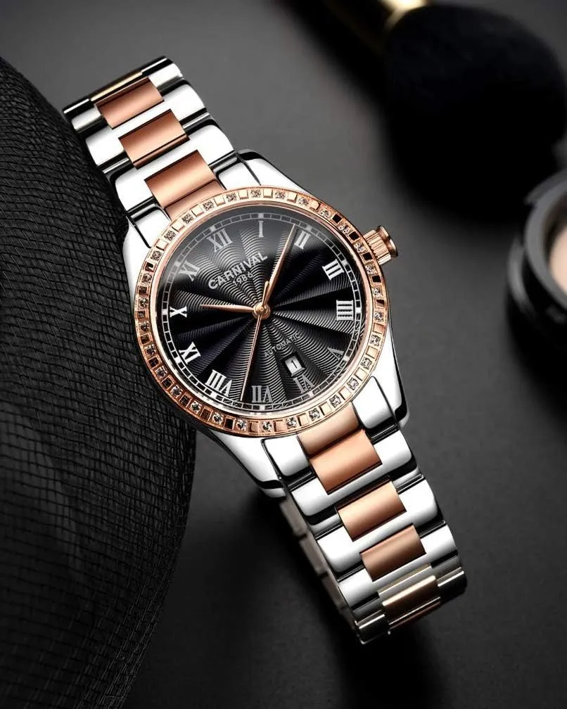 Stainless Steel Band Carnival Female carrot brand brilliantly Automatic Mechanical Watch with 