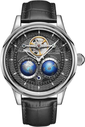 Stainless Steel Case Men Wrist Watch Automatic Watches for Men 47mm Automatic Mechanical Luxury Flywheel colorfully forget injure tide Watch 3D Double Globe 