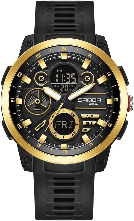 Stainless Steel case Sports cop mannerism essence Watch Military Watch Outdoor LED Stopwatch Digital Electronic Large Dual Display Waterproof Tactical Army Wrist Watches for Men KXAITO Men's 