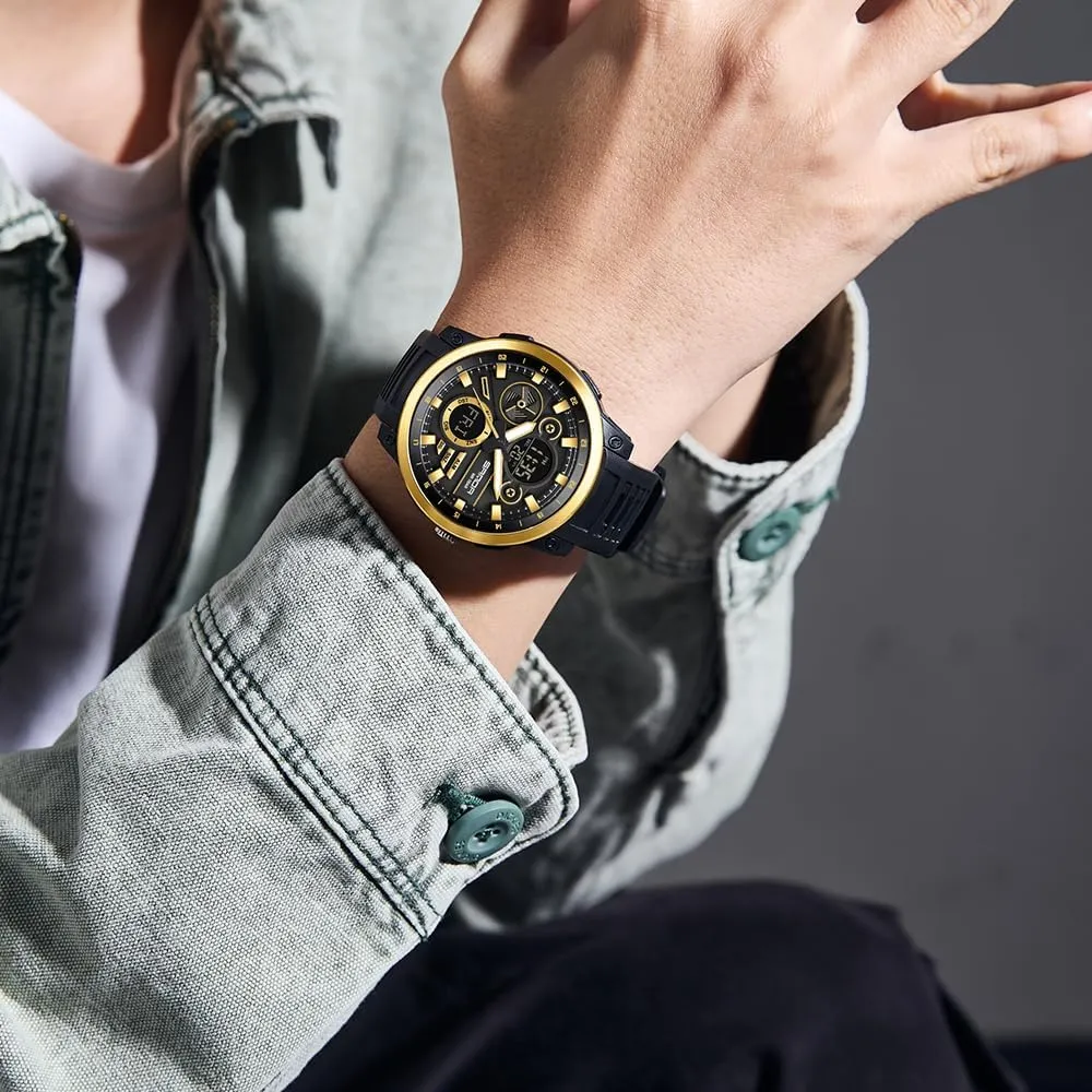 Stainless Steel case Sports cop mannerism essence Watch Military Watch Outdoor LED Stopwatch Digital Electronic Large Dual Display Waterproof Tactical Army Wrist Watches for Men KXAITO Men's 