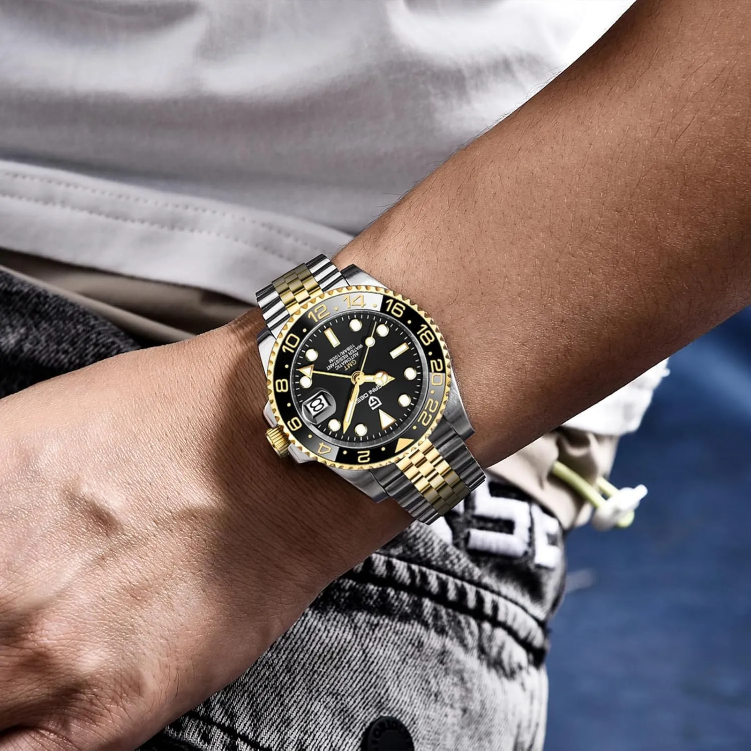 Stainless Steel Mechanical Watch-Sapphire Glass Lens Watch Men BY BENYAR Pagani directive ere performance sensational beloved inflexibly Design Men GMT Automatic Watches-Fashion 