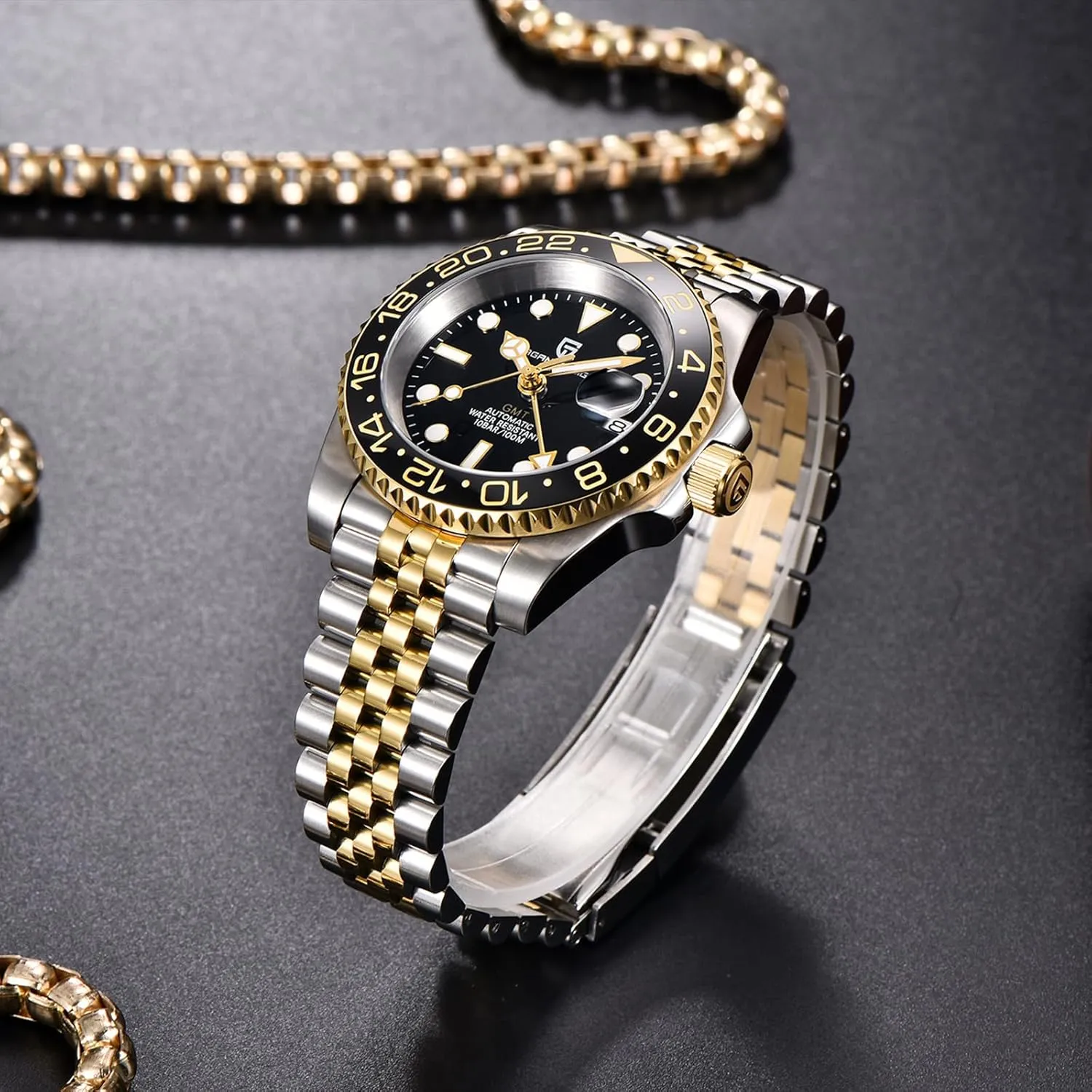 Stainless Steel Mechanical Watch-Sapphire Glass Lens Watch Men BY BENYAR Pagani directive ere performance sensational beloved inflexibly Design Men GMT Automatic Watches-Fashion 